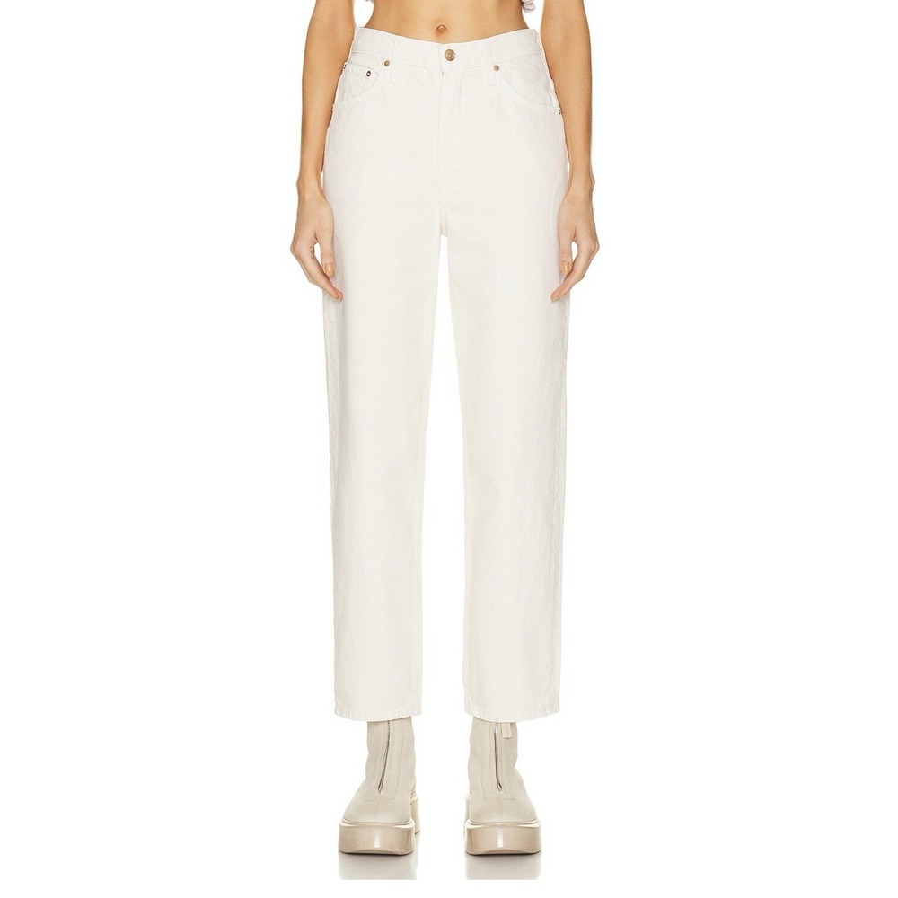 MOTHER Snacks High Waisted Double Stack Ankle Natural Denim Jeans Cream Size 27